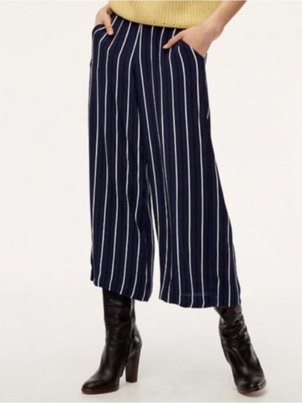 Wilfred Navy PinStripe Cropped Wide-Leg Pants XXS